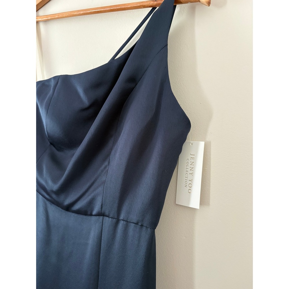 Jenny Yoo Jensen Dress 4 French Blue One Shoulder Satin Bridesmaid Gown NWT - Picture 15 of 16